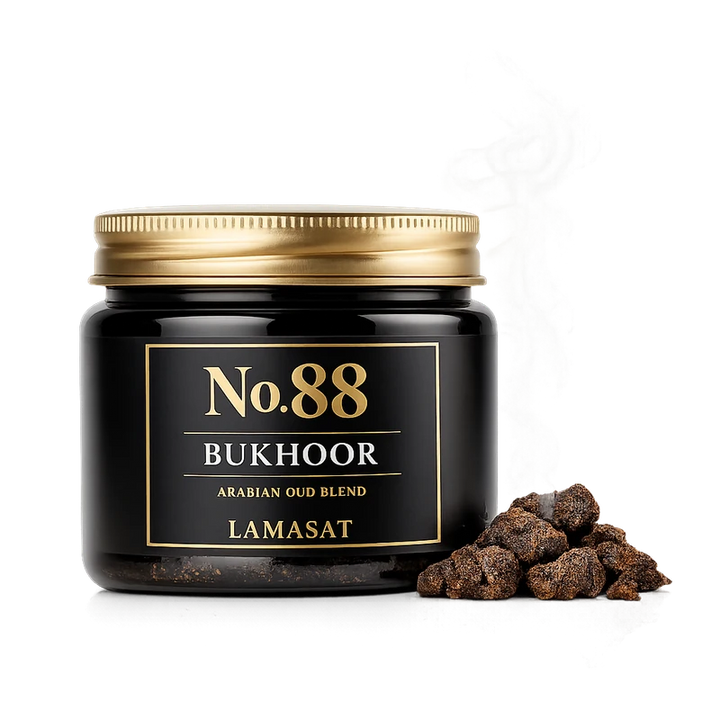 LAMASAT No.88 Bukhoor — Arabian oud blend bukhoor jar with smoke